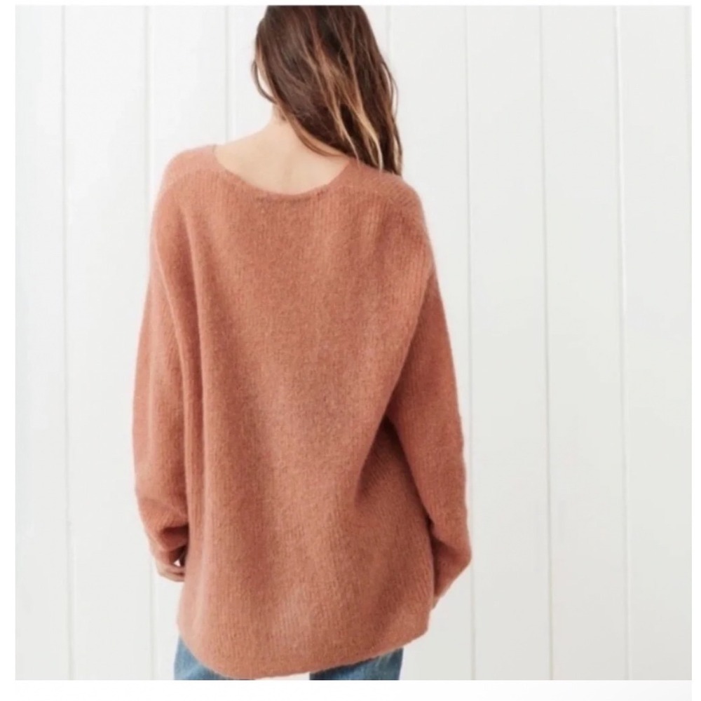 Jenni Kayne Rust pink Mohair Blend V-Neck Oversized Sweater L 477-7353-B21 - Picture 10 of 10